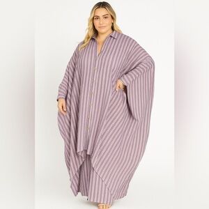 Karen T Design Purple Striped Kaftan Top And Wide Leg Pants Oversized Coord Set